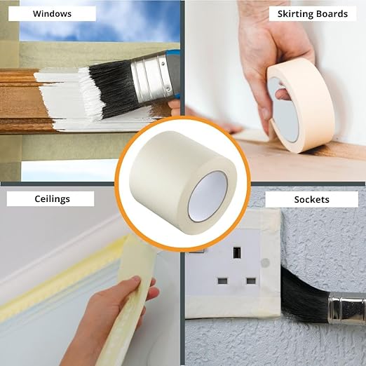 GTSE Extra Wide Masking Tape, Bulk Contractors Pack, 4 inch x 55 Yards (164 ft), Multi-Surface Adhesive Painting Tape, 12 Rolls, Full Carton