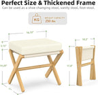 BAMBOOHOMIE Foldable Foot Stool Ottoman, Modern Foot Rest with Bamboo X Legs & Thick Foam Cushion, Folding Foot Stools Small Padded for Bedroom Living Room, Footstool for Chair Couch (Natural - Beige)