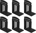 MerryNine 6 Pack Book Ends, Metal Bookends for Shelves, Telephone Booth Decorative Bookends, Non Skid Heavy Bookends, Book, Magazine or CD Organizers for Home and Office (Black-6pcs)