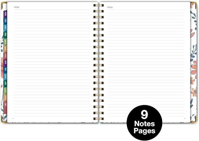 HARDCOVER 2026 Planner, 7"x9": 14 Months (November 2025 - December 2026), Daily Weekly Monthly Planner, Yearly Agenda, Bookmark, Pocket Folder and Sticky Note Set (Colorful Botanicals)