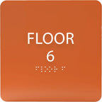ADA CENTRAL SIGNS - 6" X6" Floor 6 Sign - ADA Compliant Tactile Graphics Grade 2 Braille Text Acrylic Wall Signs - Directional Assistance, Floor Number Safety Sign for Office, school Hospital, Apartment