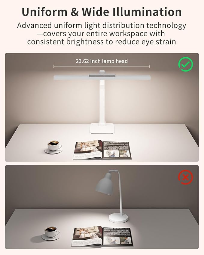 SEOUFRDZ LED Desk Lamp with Base, 24W Brightness Touch Control Desk Light for Home Office, Eye-Caring Tall Adjustable Architect Lights for Reading, Drawing, Crafts, Gaming, Workbench, Study