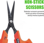 Saboten Fluorine Coated Angled Blade Trimming Scissors Orange PT-2 160mm Precision Gardening Bonsai and Floral Shears Made in Japan