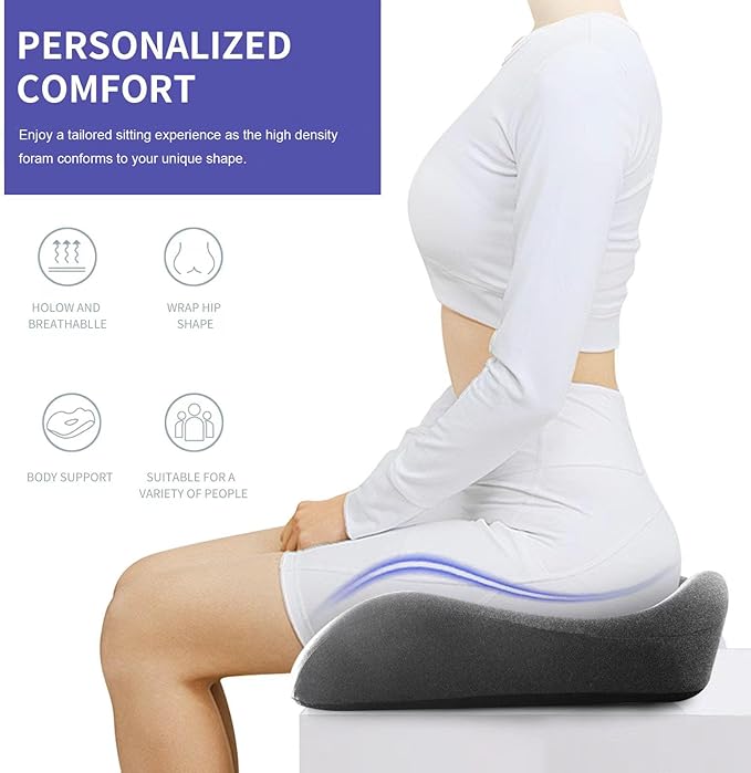 Pubemy SupremeComfort X-Large Gel Infused High Density Foam Seat Cushion for Office Chair, Kitchen Chair, Car Seats- Elevate Your Seating Experience -Pressure Sore and Tailbone Pain Relief