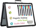 Small Dry Erase White Board - TSJ OFFICE 12" x 16" Mini Easel Desktop Double Sided Whiteboard, Portable Magnetic Board on Table Top with Holder for Drawing, Teacher Instruction, Memo Board
