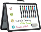 Small Dry Erase White Board - TSJ OFFICE 12" x 16" Mini Easel Desktop Double Sided Whiteboard, Portable Magnetic Board on Table Top with Holder for Drawing, Teacher Instruction, Memo Board