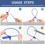 1000Pcs Plastic Tamper Shipping Seals Pull-Tite Security Seal Signage Numbered Fire Extinguisher Tags Zip Ties Labels Disposable Self Locking for Logistics, Luggage,Transport (Blue, 1000pcs)