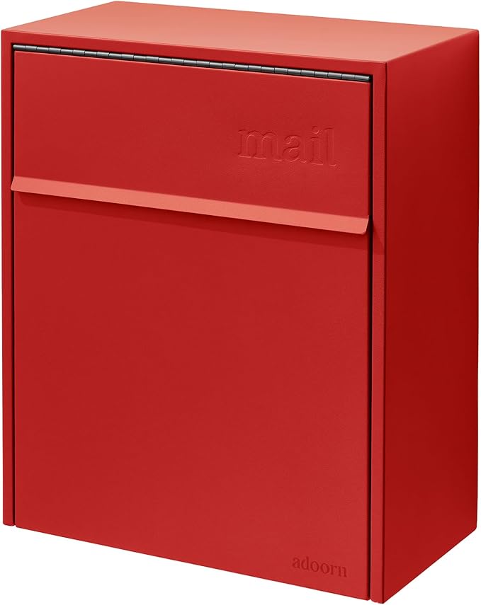 Wall Mount Mailbox - Large, Anti-Theft Locking Mailbox, Weatherproof Mailboxes for Outside The House, 18.5" H x 15" L x 7.5" D - Red