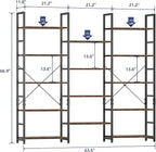 NUMENN Triple Wide 5 Tier Bookshelf, Rustic Industrial Style Bookcases with 14 Open Display Shelves, Modern Tall Bookcase Furniture for Bedroom, Living Room and Home Office, Vintage