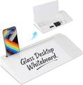 Glass Desktop Whiteboard with Wireless Charger & Storage, Desk Dry Erase Note Memo Board, Compact Desk Organizer for Desk, Office, School Supplies, White, 2026