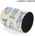 Sardine Fish Pencil Holder Leather Desk Organizer Stand Round Pen Cup Container for Home Office