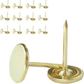 Galdexi 100pcs Flat Head Thumb Tacks for Wall, 7/16 Inch Heavy Duty Upholstery Tacks Nails, Decorative Long Push Pins for Office Home Furniture Decor Wooden Photo, Gold
