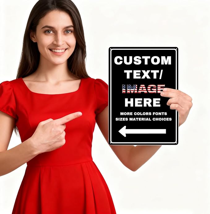 Custom Sign Left or Right Arrow, Glow in the Dark/Reflective Option, Personalized Metal Address Plaque, Customize for Business Logo, Office, Home, Yard, Outdoor 10''x7''