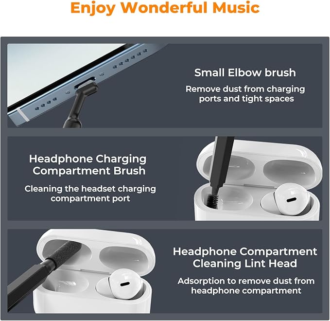 K&F CONCEPT 20-in-1 Keyboard Cleaning Kit Laptop Cleaner, Multifunctional Electronic Device Cleaning Tool, for iPhone AirPods MacBook iPad, Camera PC Monitor Earbud TV Tablet Screens