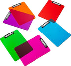 Plastic Clipboards with Low Profile Clip (Set of 12) - 12.5 x 9 Inch Multi Color, Holds 100 Sheets