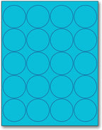 NextDayLabels - 8-1/2 x 11 Neon Color High Light Fluorescent Labels for Laser & Inkjet Printer (Blue Fluorescent, 2" Round - 20 Per Page | 2000 Labels)