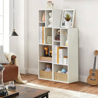 VECELO Narrow Bookshelf Set, Fits 9.3" × 10-12.8" Hardcovers, Cube Storage Bookcases, Free-Standing for Living Room, Bedroom, Home Office, 3/4-Tier, 2-Pack, White