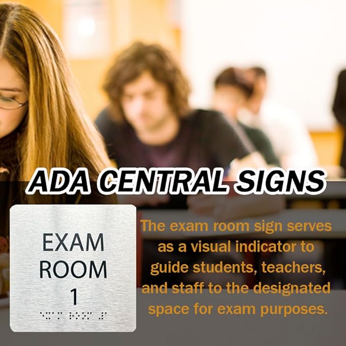 Exam Room Sign 6" x 6" Numbers 1-5 with Braille and Tactile Identification Signs Numbers for Apartment Offices Educational Institution Directional Assistance Test Center Elevator Sign Door Number Signs