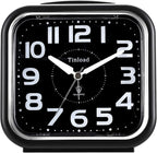 Tinload 5.5" Large Analog Alarm Clock Silent Non Ticking, Gentle Wake, Beep Sounds, Increasing Volume, Battery Operated Snooze and Manual Light, Easy Set, Black (Best for Elder)