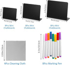 24 Pcs Mini Chalkboard Signs with 8 Chalk Markers and 4 Cleaning Cloth, for Food Labels, Wedding and Bakery, Tabletop Chalkboard Signs, Mini Blackboard Signs