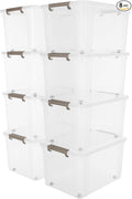 Citylife 69 QT Plastic Storage Bins with Latching Lids Stackable Storage Containers for Organizing Large Clear Storage Box for Garage, Closet, Kitchen, 8 Packs
