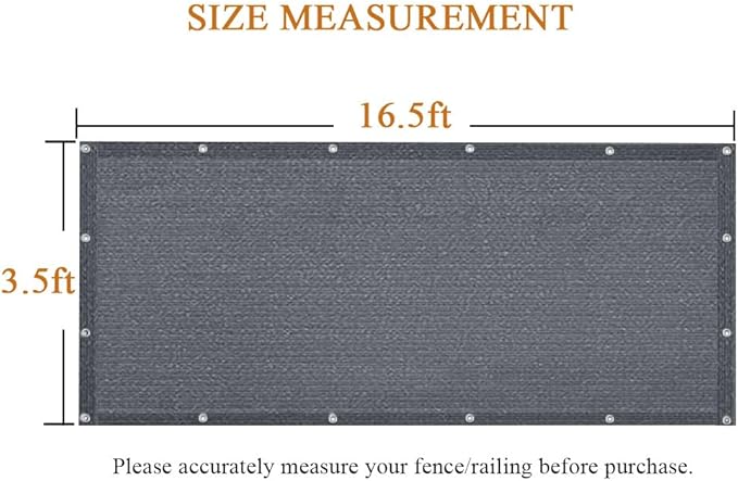iCover 3.5x16.5ft Balcony Privacy Screen Fence, UV-Resistant Railing Fencing Cover for Porch Deck Patio Garden Backyard, Cable Zip Ties Included, Dark Grey