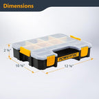 POWERTEC Small Parts Organizer & Tool Box – 14 Compartments, Stackable Storage with Interlocking Latch, Removable Dividers, Clear Lid, Portable Design, 2-Pack (72364-P2)
