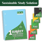 ECONAMA Subject Book Spiral Notebook Pack of 6 Wide Ruled 140 Pages (70 Sheets) 8" × 10.5" Perforated Carbon Neutral 3-Hole Punched Eco-Friendly School & Office Supply Assorted Colors