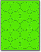 NextDayLabels - 8-1/2 x 11 Neon Color High Light Fluorescent Labels for Laser & Inkjet Printer (Green Fluorescent, 2" Round - 20 Per Page | 2000 Labels)