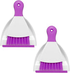 NACENA Mini Dustpan and Brush Set 2 Pack, Small Broom and Dustpan Set Dust Pan and Mini Hand Broom Dustpan and Broom Combo Compact for Home Table Keyboards Sofa Kitchen, Purple