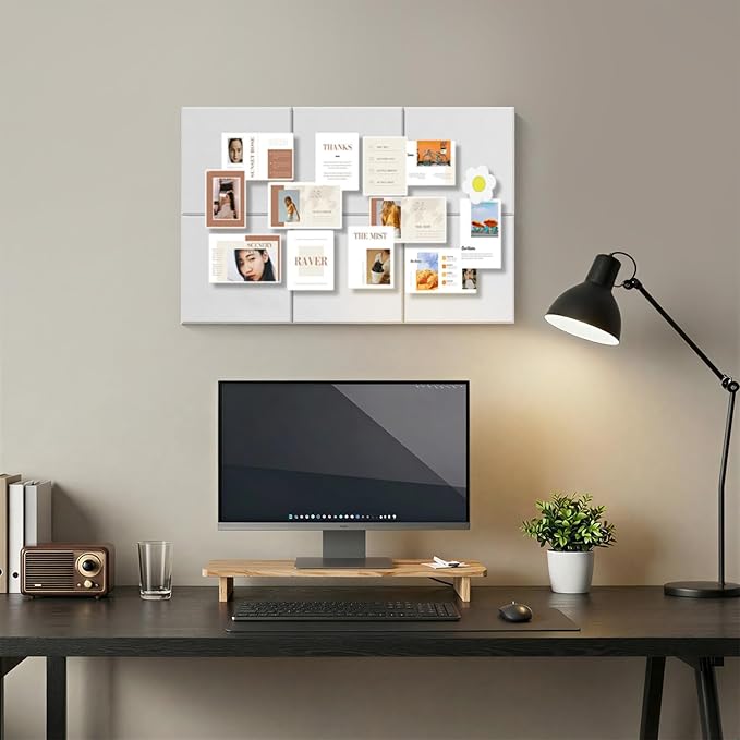 Baysola Large Cork Boards for Walls – 36" x 24" Self Adhesive Felt Wall Tiles, Ideal for Office Black Bulletin Board, Easy to Install Pin Board Photo Board