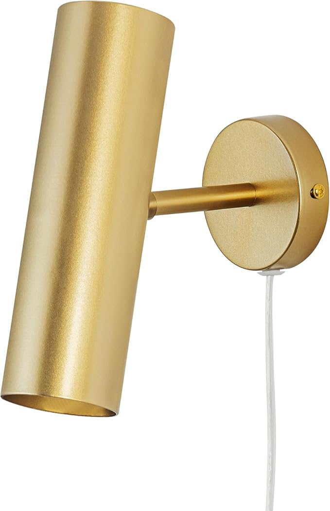 Ahaloye Gold Plug in Wall Sconce, Modern Swing Arms Wall Lamp with Cord Wall Light for Bedroom (Bulb Included)