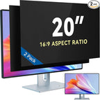 IPROKKO [2-Pack] 20 Inch Computer Privacy Screen Filter for 16:9 Widescreen Monitor, Removable 19inch Anti Blue Light Glare Privacy Shield, Anti Spy Security Protector for Hp Dell Asus Acer Samsung