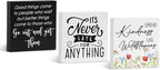 3 Pcs Inspirational Wood Box Sign Set, 5x5 Inches Motivational Quotes Wooden Blocks, Rustic Table Centerpiece Decorations