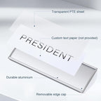Plecterco 6 Pcs Office Door Signs - 8" x 3" Curved Name Plate Holders for Office, Wall-Mount Door Signs with Plastic Film and Adhesive Tape (Silver) (6, Silver)