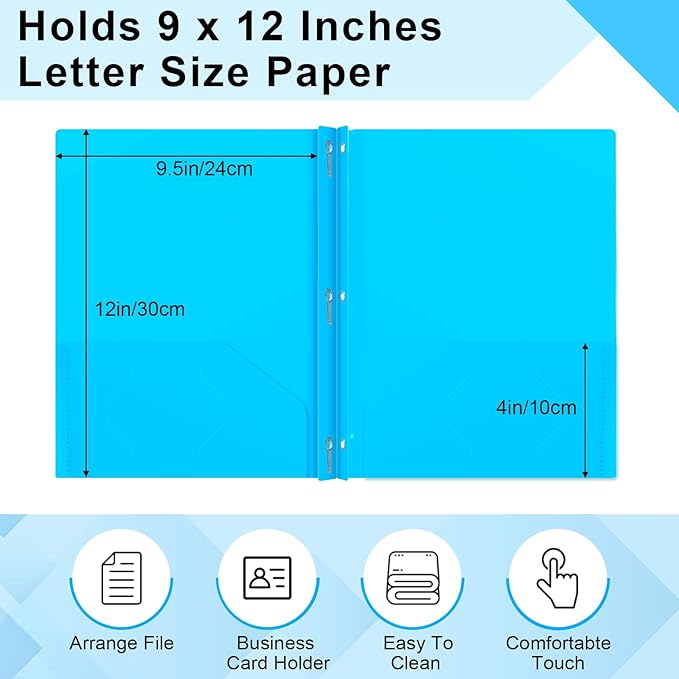 Harloon 40 Pcs Plastic Tax Return Folders 12 x 9 Inches 2 Pocket Folders Bulk Gold Foil Stamped Heavyweight Folder, Holds 8 x 11 Inches Letter Size Paper(Blue)