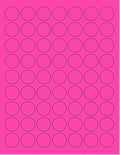 Pack of 50 Sheets, 8-1/2 x 11" Fluorescent Labels for Laser & Inkjet Printer (Pink Fluorescent, 1" Round - 63 per Page, 3150 Labels)