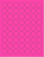 Pack of 50 Sheets, 8-1/2 x 11" Fluorescent Labels for Laser & Inkjet Printer (Pink Fluorescent, 1" Round - 63 per Page, 3150 Labels)