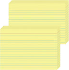 JINMIKEJI Yellow Ruled Index Cards 5x7 Inch - 50 Pack Study Flash Cards for School, Office & Home, Durable Note Cards with Lines