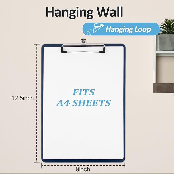 Principal Lines 6 Pack Plastic Clipboards with Low Profile Clip, Hanging Clipboards Bulk, Clip Boards 8.5x11 Holds 100 Sheets, A4 Letter Size Clipboard for Teacher, Students, Kids, Classroom & Office