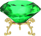 PATIKIL Diamond Crystal Paperweight, 80mm / 3.15" Crystal Paperweight Paper Weight with Gold 19 Metal Base for Home Office Desktop Table Decor Wedding Party Ornaments, Green