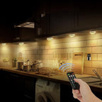 Onumii Puck Lights with Remote Battery Operated ED Under Cabinet Lighting Wireless Stick on Color Changing Timer Tap Lights for Cabinets Shelves Closets Display Case - 2Pack White