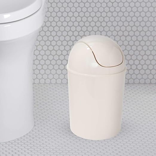 Umbra 1.25 Gallon Mini Waste Can with Removable Swing-Top Lid - Small Garbage Bin for Kitchen, Bathroom, Bedroom, Office - Compact Trash Can Fit Under Tables & Counters - Linen
