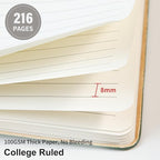 TSFPapier Lined Journal Notebook for Work College Ruled Note Book 5.79"x8.27" A5 PU Leather Daily Journaling 216 Pages for Women Men Writing Home School Supplies Business (Grey)