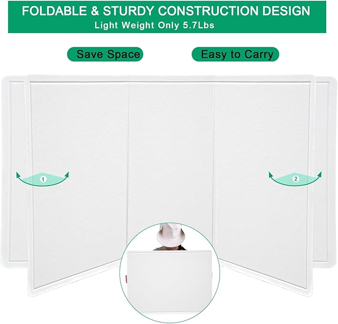 Bulletin Board - 23.5 x 17.5 inches Decorative Felt Pin Board - Cork Board Alternative for Wall - Foldable Photo Board Self-Adhesive Prayer Board with 20 Pushpins - Warm White
