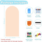 Magnetic Arch Wall Decal for Kids 39.3x17.5 Inch Magnetic Chalkboard Contact Paper for Wall Peel and Stick Self Adhesive Magnet Board Sticker Roll with 36 Letters for Playroom Classroom（Milk Tea）