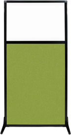 Versare Workstation Partition | Portable Wall Divider | Modern Office Cubicle | Free Standing Privacy Screen | Flexible Work Space | 33" x 70" W/Window, Lime Green Fabric Panels