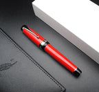 xixixiaozhu Metal Big Fountain Pen Set Medium Nib 0.7mm, Includes Ink Refill Converter, 5 Ink Cartridges & Gift Box (Medium Nib 0.7mm, Red with Silvery Clip)