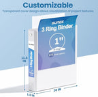 SUNEE White Binders 1 Inch 24 Pack Bulk, Clear View 3 Ring Binders PVC-Free (Fit 8.5x11 Inches) for School or Office Supplies
