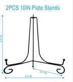 HENABLE 2PCS Premium Black Iron Plate Stands for Display 10 Inch, Decorative Solid Metal Plate Holders for Displaying, Mini Easel, Frame, Book, Card, Plaque, Bowl, Picture Stands for Display